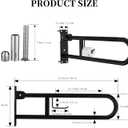 ZUEXT 31.5 Inch Black U Shaped Flip-Up Toilet Grab Bar Rail w/Paper Holder