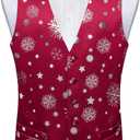 DiBanGu Mens Christmas Suit Vest Holiday Xmas Waistcoat Bowtie Set Party Suit Vest Christmas Holiday Waistcoat Tuxedo (Small, Burgundy Silver)