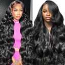 JTMMP 26 Inch 13x6 Lace Front Wigs Human Hair 200% Density Body Wave Lace Front Wigs Human Hair HD Transparent Lace Front Wigs for Black Women Glueless Wigs Human Hair Wigs Natural Color (Body Wave Natural Black Wig)