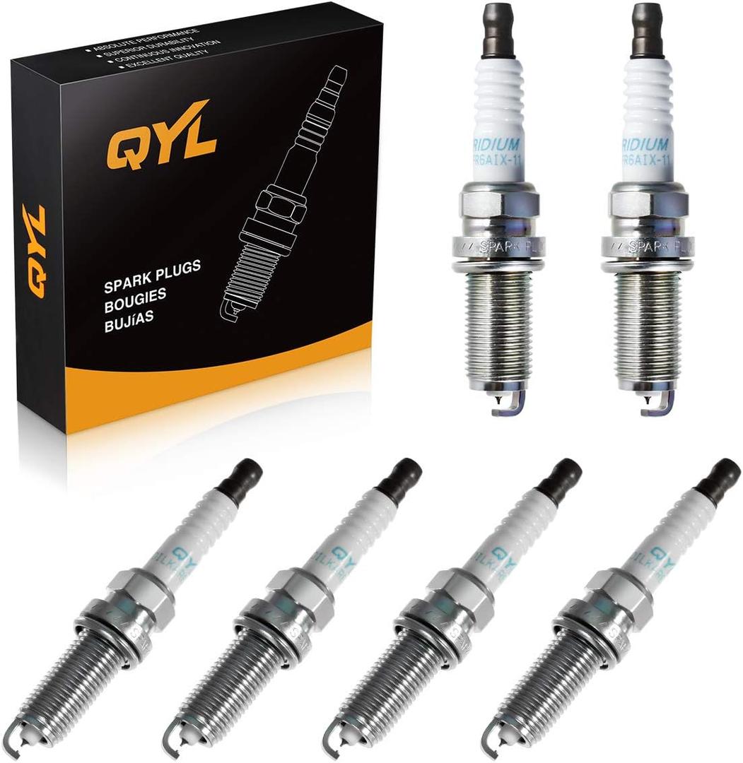 QYL Spark Plugs for GX460 Outback Avalon Camry Tundra Replacement# 6619 LFR6AIX-11, Pack of 6