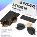 STGATN 2 Packs Round & Aviator Polarized Sunglasses for Women Men UV400 Protection (E. Round Matte Tortoise/Gradient Brown + Aviator Gold/Grey)