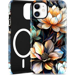 Magnetic Flower Phone Case for iPhone 11, White Lotus