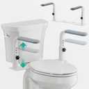 Toilet Safety Rails for Seniors, Reinforced Height Adjustable Toilet Rails, Anti Slip Durable Heavy Duty Toilet Handles for Elderly, Space Saving Toilet Safety Frame for Elderly Disabled