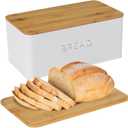Culinary Couture White Bread Box for Kitchen Countertop with Bamboo Lid - Large BreadBox for Homemade Bread - Storage BreadBox with Cutting Board Lid