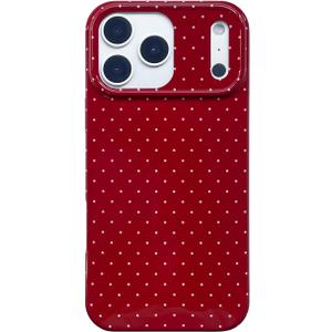 Vintage Red Polka Dot Phone Case for iPhone 17 Pro Max 6.9", Aesthetic Trendy Cute Boho Pattern Classic Elegant Chic Burgundy Protective Cover for Girls Women