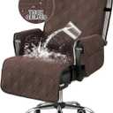 Turquoize Waterproof Office Chair Cover with Armrest Covers Computer Desk Chair Cover Office Chair Protector with Arms Office Chair Seat Cover Slipcover with Anti-Slip Buckle for Home Office, Brown