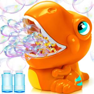 JOYIN Dinosaur Bubble Machine, Bubble Blower with Solutions for Kids, Summer Outdoor Indoor Toy, Dinosaur Party Favor, Kids Birthday Gift (Orange) JOYIN Dinosaur Bubble Machine, Bubble Blower with Solutions for Kids, Summer Outdoor Indoor Toy, Dinosaur Party Favor, Kids Birthday Gift (Orange)