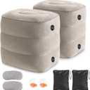 YSJILIDE Inflatable Travel Foot Rest Pillow, Travel footrest Pillow for Kids/Adults, Adjustable 3 Layers Height Leg Rest Pillow, Great for Living Room, Train, car (2 Pack)