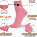 Corlap Women's Cute Cotton Crew Athletic Running Socks - Ankle High, Novelty Fun Heart Design 5-Pairs (Gift Box)