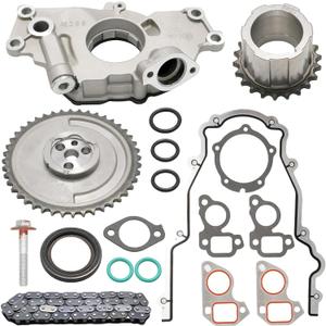 M295 Oil Pump Timing Chain Kit Timing Cover Gasket Replacement for Chevrolet Avalanche Camaro Silverado Replacement for GMC Savana Sierra 4.8L 5.3L 6.0L, Replace 12696357 TCS45993 12646386