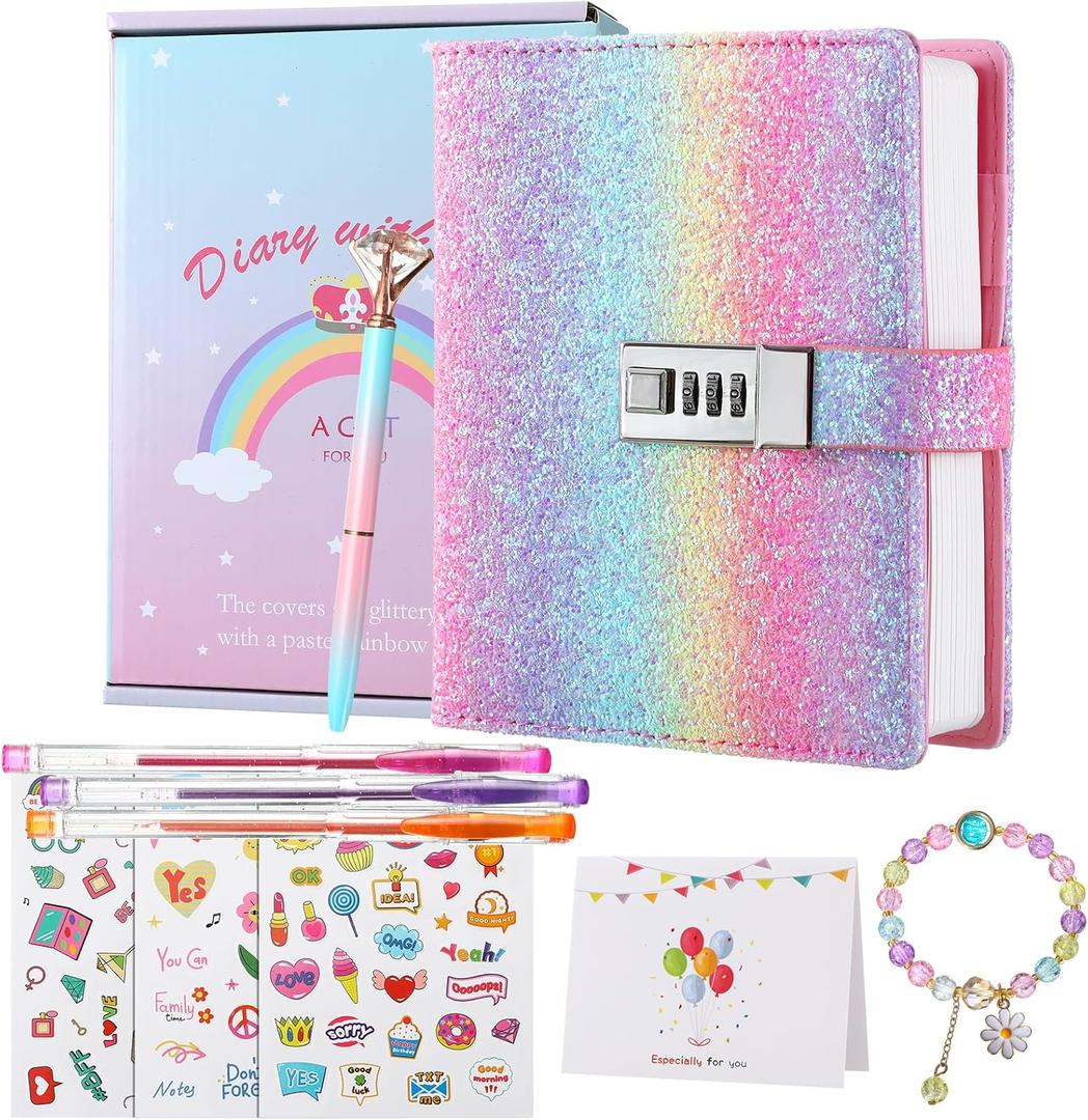 Diary with Lock for Girls, Password Locked Journals for Teen Girls, Secret Diary Gifts for 9 10 11 12 Year Old Girls, Kids Journals Set for Ages 8-12 Teenage