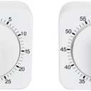 2Pcs White 60-Minute Mechanical Kitchen Timer Clock with Loud Alarm - Wind Up Visual Cooking Clock, No Batteries Required - Ideal for Cooking, Thermometers and Timers, Baking and Kitchen Management