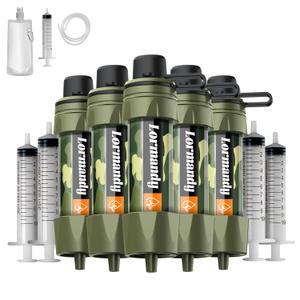Straw Water Filter 5 Pack Outdoor Camping & Hiking Survival Gear Kit for Family Use, Ultra-Light Personal Filter Straws for Backpacking, Travel, Bug-Out Bags and Emergency Preparedness