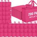 Windyun 200 Pcs Reusable Grocery Bags Large Shopping Tote Bulk, Rose Red, 16x6x12 Inch