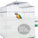 LWFCOEE Bird Cage Seed Catcher, Birdcage Skirt Guard, Adjustable Soft Nylon Mesh Bird Cage Netting Cover for Round Square Medium Bird Cages Circumference 40-60 Inch, White