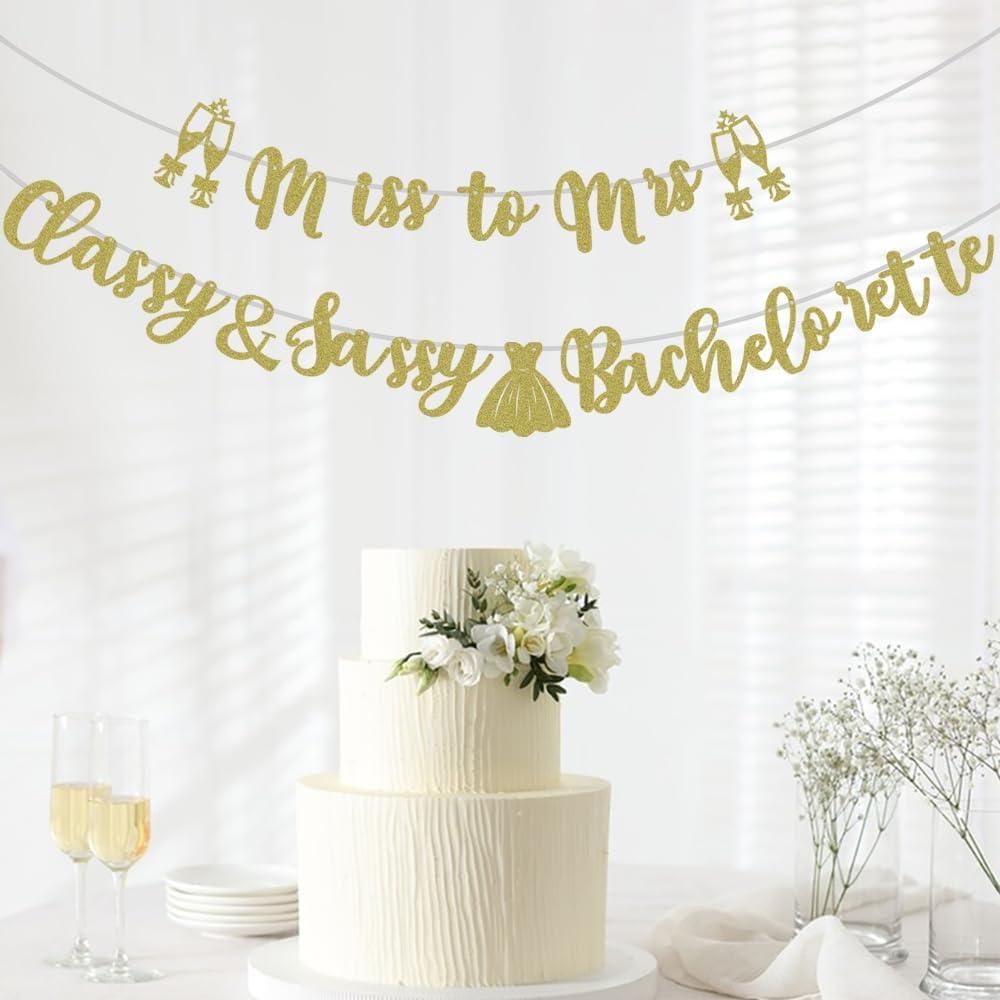 Miss to Mrs Classy & Sassy Bachelorette Banner Bachelorette Party Decorations for Wedding Decorations Bridal Shower Party Photo Props