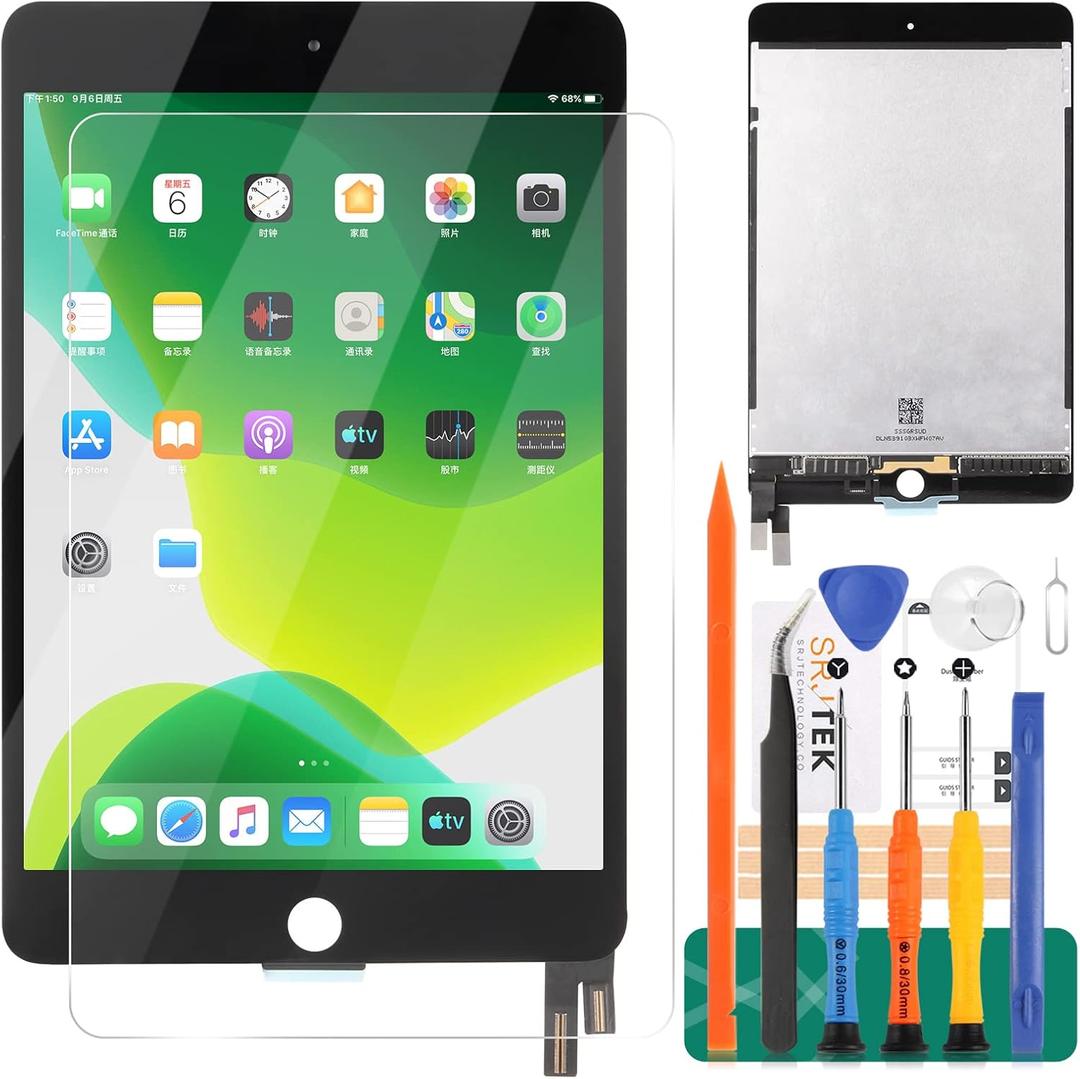 for iPad mini 4 2015 LCD Screen Replacement 7.9" for iPad mini 4 A1538 A1550 Display Touch Digitizer Screen Assembly Repair Parts Kits Black (Without Home Button)