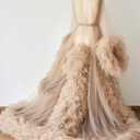 Kelaixiang Tulle Robe Long Lingerie Bridal Dressing Gown Puffy Nightgown Photoshoot (Gold)  Large
