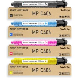 MP C406 MP C307 MP C407 MP C306 Toner Cartridge MPC406 MPC307 842091 842092 842093 842094 Replacement for Ricoh MP C307 MP C407 MP C406 MP C306 Printer (17,000 Pages High Yield, BCMY, 4-Pack)