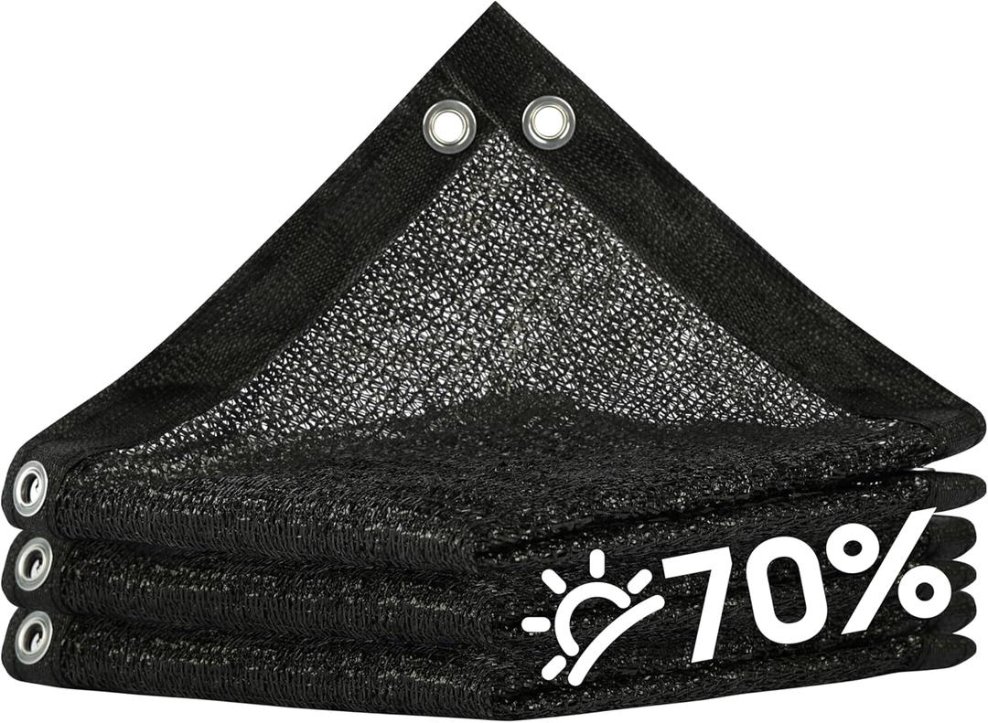 ColourTree 70% Shade Fabric 16FT x 16FT Black Sun Shade Cloth, Privacy Screen with Reinforced Grommets for Outdoor Garden Patio, Shade for Plant Chicken Coop Kennel Animal Stall (We Make Custom Size)