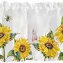 Vibrant Sunflower Window Valance for Bedroom Living Room, Yellow Sun Flower Curtains Valanes for Windows, 3" Rod Pocket Window Treatment for Animal Summer Home Decorations, 54 x 18 Inch, 4 Pack