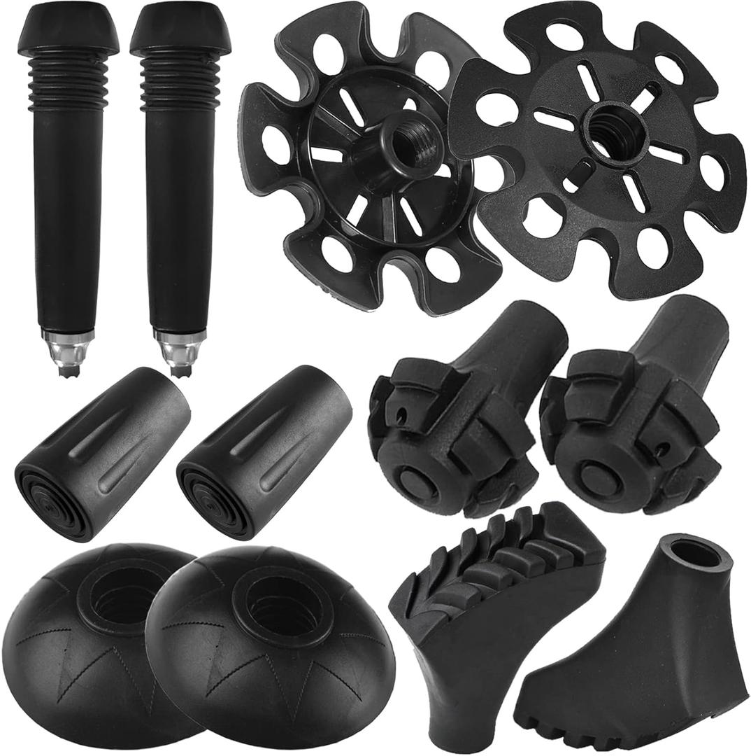 Hiking Pole Tips, Walking Stick Rubber Tips Trekking Poles 6Pcs Replacement Protectors Boot Tips Rubber Feet fits Most Standard Hiking Sticks 11mm Hole Diameter (12Pcs)