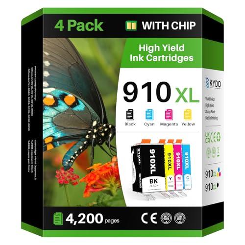 910XL Ink Cartridges for HP Printers Compatible for HP 910XL Ink Cartridges Combo Pack Work with OfficeJet Pro 8020 8025 8028 8035 8030 8010 8015 8018 8022 Series, 4 Pack(Black Cyan Magenta Yellow)