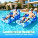Pool Floats Adult, 65" Thicken PVC Inflatable Pool Chair Lounger Rafts with Cup & Phone Holder & Headrest Backrest Footrest, Comfort Pool Floaties for Adults Lake Beach Party Outdoor (1PC)