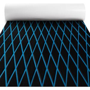 Fullfire Boat Flooring - EVA Foam Boat Decking - Marine Mat Self-Adhesive Flooring Sheet Marine Carpet for Motorboat Yacht Kayak RV (74.8" x 27.8", Black With Blue Lines)