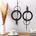 Peryiter 2 Pcs Small Metal Abstract Wall Art 15.7 Inch Black Metal Geometry Wall Decor Minimalist Single Line Art Vertical Sculptures Geometric Modern Hanging for Living Room Bathroom