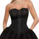 Popilush Corset Tops for Women Shapewear Sculpting Lace Top Detachable Strap Bustier with Buckle Festival Outfits Summer Splash, XL