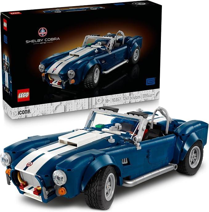 LEGO Icons Shelby Cobra 427 S/C Car Building Set for Adults - Bedroom, Office, or Book Shelf Decor for Sports Car Fans, Ages 18+ - Gift Idea for Birthdays - 10357