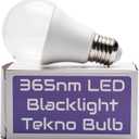 Tekno LED 365nm Blacklight Bulb - 12 watts/110 Volts/UV 365nm/A60 Base, Glow in The Dark, Glowing Bubbles, Fits Standard Light Sockets