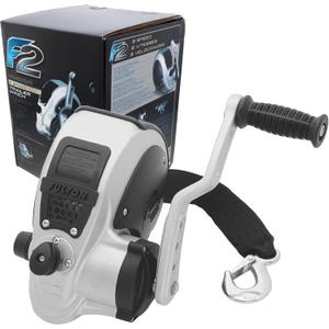 Fulton FW32000101 F2 Marine Trailer Winch, Two-Speed, 3,200 lbs. Capacity, 4-Position Handle Adjusts From 6" to 9", 20' Foot Strap With Hook