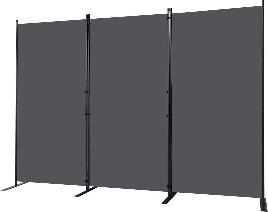 Room Divider, 3 Panel Folding Privacy Screens with Wider Support Feet, 6 Ft Portable Room Partition for Room Separator, 102" W X 71" H, Grey