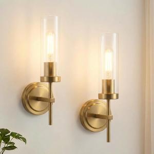 Hardwired Gold Wall Sconce Set of Two Bathroom Sconces Vanity Light, 2Pack