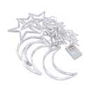 Enforose Star Moon Curtain String Lights Romantic Ambience Battery Powered 126 LED Ramadan Curtain Lights for Window Wall Home Decoration