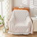 AIVIA Slipper Chair Cover Sheet Blanket, Reversible Anti Slip Throw Cushion Covers for Single Seat Chair Recliner Armchair Ottomans Furniture Decorations Protector Slipcover (White Khaki, 51"x71")