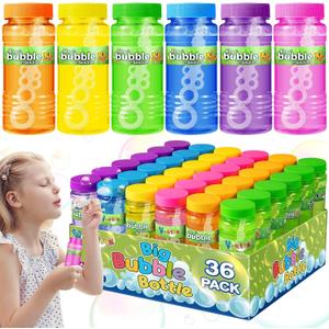 V-Opitos 36 Pack Bubble Bottles with Wands in 6 Colors, 4oz Bubbles Solution, Bubble Party Favors for Kids, Birthday, School Classroom Prizes for Boys & Girls, Ideal Goodies Bag Stuffers