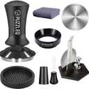 51mm Espresso Accessories Kit, Spring Loaded Calibrated Tamper,matWDT ToolDosing FunnelPuck Screen kitBasket Removal Tool Cleaning ClothSet Fits Espresso Coffee Machines and 51 mm Portafilters (small)