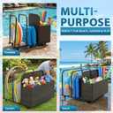 FDW Pool Float Storage Poolside Storage Bin Holder Storage Rack with Wheels PE Rattan Basket Open Compartments for Floaties Noodles Life Vests Beach Balls Equipment Cushions Patio furniture