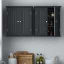 ChooChoo Bathroom Wall Cabinet Set of 2, Over The Toilet Space Saver Storage Cabinet, Medicine Cabinet with 2 Door and Adjustable Shelves, Cupboard, Black