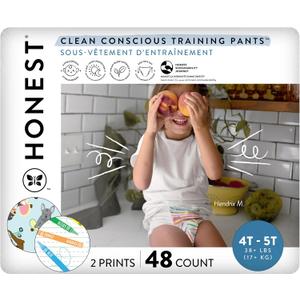 The Honest Company Clean Conscious Training Pants for Sensitive Skin, Hypoallergenic, Fragrance-Free, Let's Color See Me Rollin', Size 4T/5T (38 lbs), 48 Count