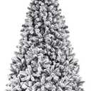 Artificial Christmas Tree, Premium PVC Xmas Full, Flocked Snow Pine Tree with Solid Metal Stand, Ideal for Indoor and Outdoor (9FT), White