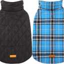 Kuoser Warm Dog Coat, Waterproof Dog Coats for X-Small Dogs, Adjustable Durable Doggie Winter Jacket Reversible Cozy Puppy Cold Weather Apparel from Small to Large Breed, Blue XS