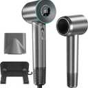 Hair Dryer, Negative Ionic Blow Dryer with 110,000 RPM Brushless Motor for Fast Drying, Professional High-Speed Hairdryer, Low Noise with LED Light Temp Display for Home, Travel,Salon (Dark Grey)