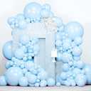PartyWoo Baby Blue Balloons 140pcs Different Sizes of 18 12 10 5 Inch Light Pastel Sky Aqua Blue Balloon Arch Kit Garland for Graduation Baby Shower Gender Reveal Easter Party Decorations Blue-Q13