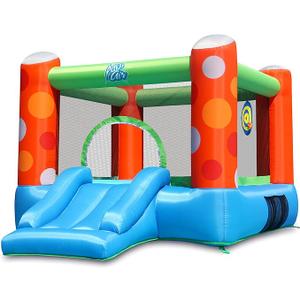 ACTION AIR Bounce House, Inflatable Bounce House with Air Blower, Bouncy Castle with Durable Sewn and Extra Thick, Family Backyard Jump House, Great Gift for Kids 