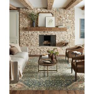 Loloi Magnolia Home by Joanna Gaines Banks Collection BAN-02 Denim/Clay 2'-6" x 7'-6", .13" Pile Height, Machine Washable, Runner Rug