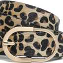 Womens Leather Waist Belts for Jeans Pants with Gold Buckle Leopard Medium